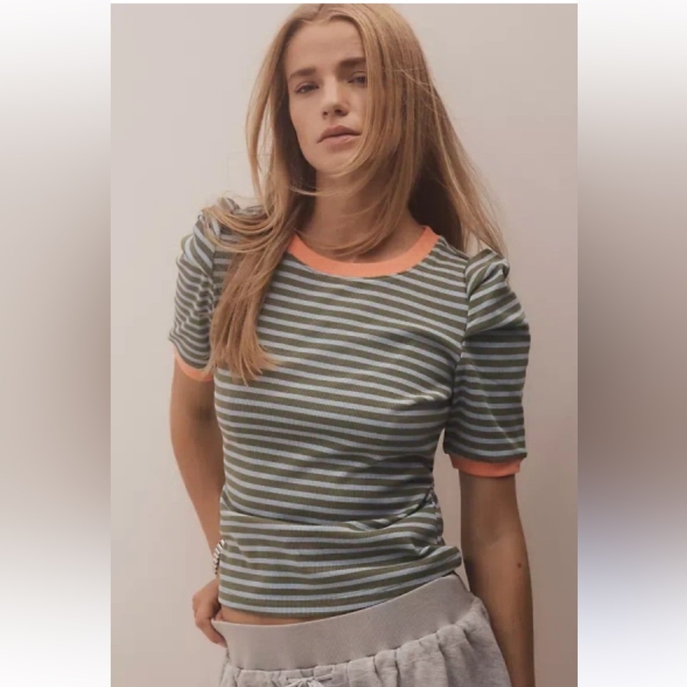 Maeve Puff Sleeve Stripe Shirt